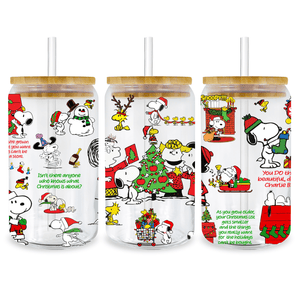 Christmas Snoopy Glass Cup Wrap Design | Iris DTF