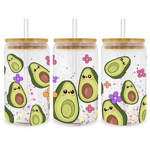 UV DTF 16 Oz Libbey Glass Cup Wrap -  Cute Avocado