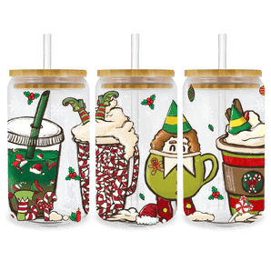UV DTF 16 Oz Libbey Glass Cup Wrap - Christmas Elf