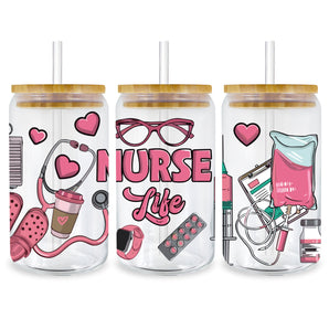 UV DTF 16 Oz Libbey Glass Cup Wrap -  Nurse Life