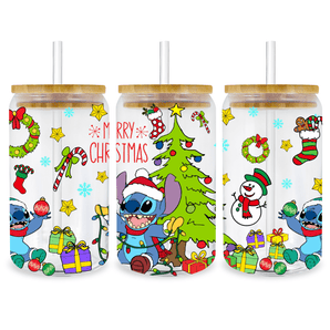 UV DTF 16 Oz Libbey Glass Cup Wrap - Christmas Stitch
