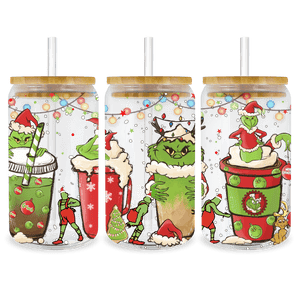 UV DTF 16 oz Libbey Glass Cup Christmas Grinch | Iris DTF