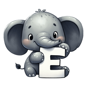 Animal Alphabet E Elephant Design - DTF Ready To Press