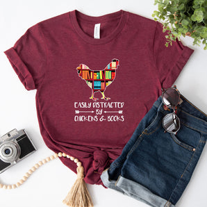 Chicken And Books Shirt (Unisex V-Neck)