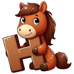 Animal Alphabet H Horse Design - DTF Ready To Press