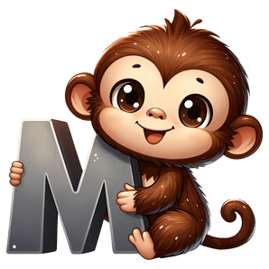 Animal Alphabet M Monkey Design - DTF Ready To Press