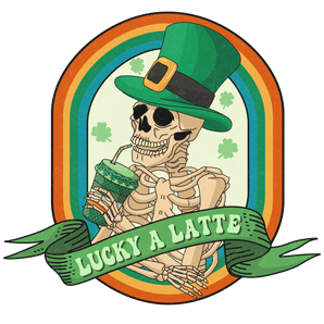 Lucky A Latte Saint Patrick Rainbow Design | Iris DTF