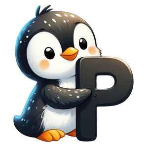 Animal Alphabet P Penguin Design - DTF Ready To Press