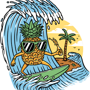 Pineaplle Surfing Design - DTF Ready To Press