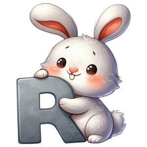 Animal Alphabet R Rabbit Design - DTF Ready To Press