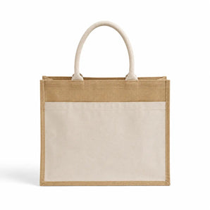 Easy-to-Decorate Jute Tote Bags with Canvas Front Pocket - TJ314 - Iris DTF 