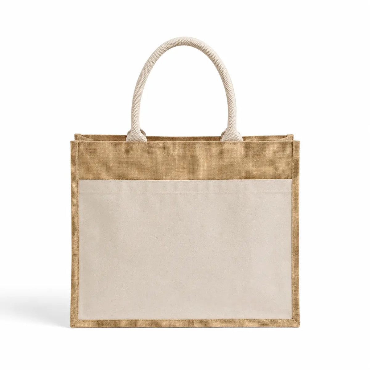 Easy-to-Decorate Jute Tote Bags with Canvas Front Pocket - TJ314 - Iris DTF 