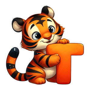 Animal Alphabet T Tiger Design - DTF Ready To Press