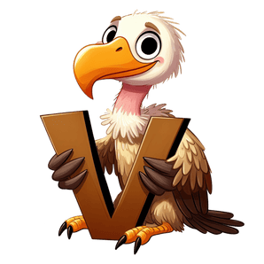 Animal Alphabet V Vulture Design - DTF Ready To Press
