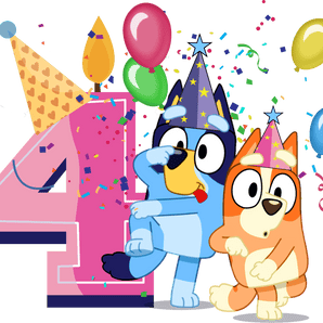 Bluey 4th Birthday Girl Design - DTF Ready To Press