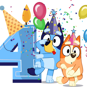 Bluey 4th Birthday Boy Design - DTF Ready To Press