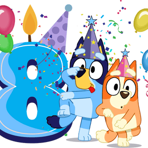 Bluey 8nd Birthday Party Design - DTF Ready To Press