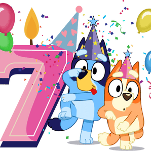 7th Birthday Girl Bluey Design - DTF Ready To Press