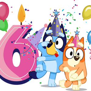 Bluey 6th Birthday Girl Design - DTF Ready To Press