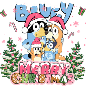 Bluey Merry Christmas Design - DTF Ready To Press