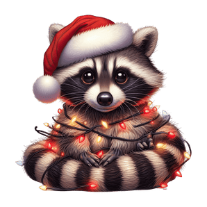 Christmas Raccoon Tree Design - DTF Ready To Press