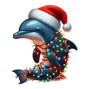 Christmas Dolphin Tree Design - DTF Ready To Press