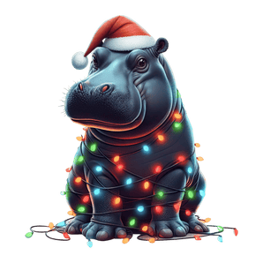 Christmas Hippopotamus Tree Design | Iris DTF