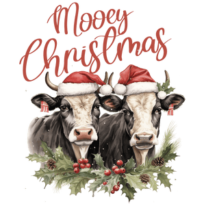 Mooey Christmas Cow Design - DTF Ready To Press