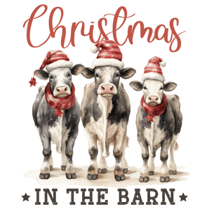 In The Barn Christmas Cow Design - DTF Ready To Press