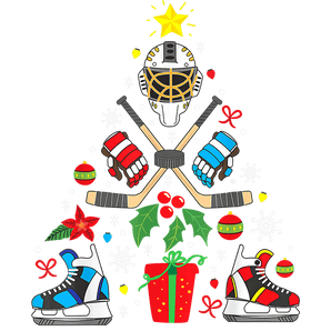 Christmas Hockey Tree Design - DTF Ready To Press