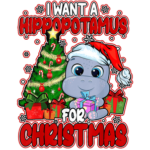 Christmas Hippopotamus Design DTF-Ready Press | Iris DTF