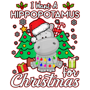Christmas Hippopotamus DTF-Ready to Press (V1) | Iris DTF