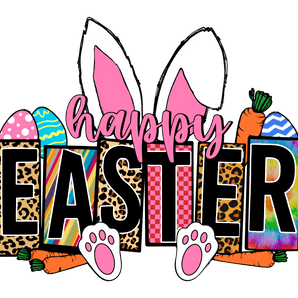 Bunny Happy Easter Leopard Design | Iris DTF