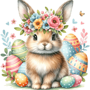 Cute Easter Bunny with Eggs Design | Iris DTF