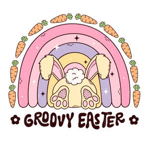 Retro Groovy Easter Design - DTF Ready To Press