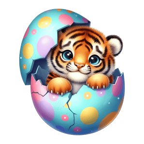Cute Baby Tiger Easter Design - DTF Ready To Press
