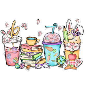 Study and Coffee Bunny Easter Design | Iris DTF