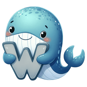 Animal Alphabet W Whale Design - DTF Ready To Press