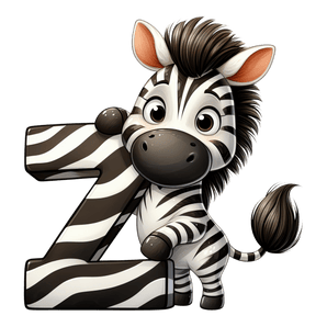 Animal Alphabet Z Zebra Design - DTF Ready To Press