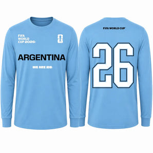 FIFA World Cup 2026 Argentina Long Sleeve Shirt – Official "We Are 26" La Albiceleste Tee