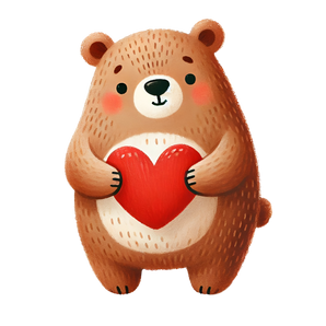Bear Holding A Big Red Heart Design | Iris DTF
