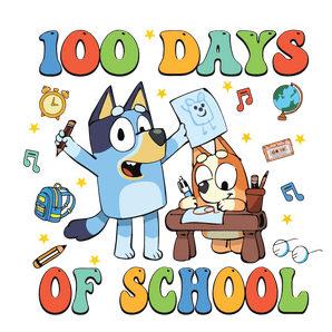 Bluey and Bingo 100 Days of School Party Design | Iris DTF