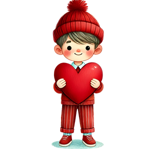 Valentine's Day Boy Holding A Big Heart Design | Iris DTF