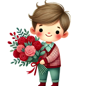Boy Holding A Bouquet Flower Design | Iris DTF