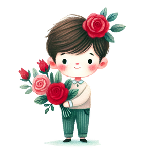 Couple Boy Holding A Bouquet Flower Design | Iris DTF