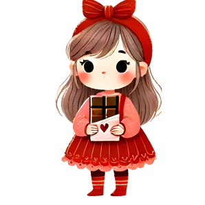 Valentine's Day Girl Eating A Piece Of Chocolate Design | Iris DTF