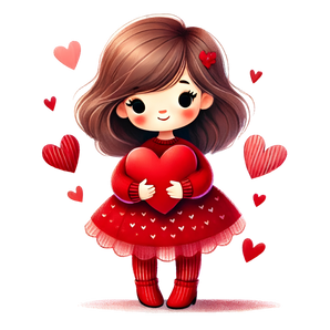 Girl Holding A Big Heart Design | Iris DTF