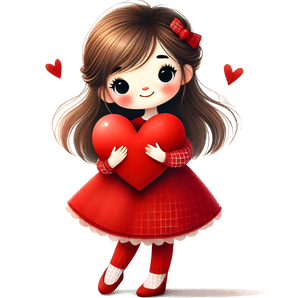 Girl Holding A Big Heart Valentine's Day Design | Iris DTF