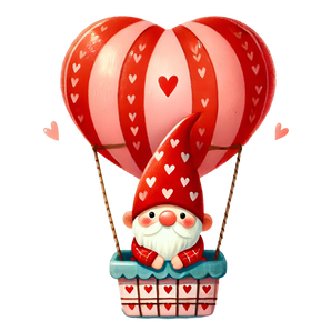 Valentine's Day Gnome In A Hot Air Balloon Design | Iris DTF