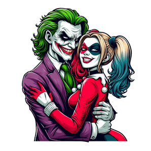 DC Joker and Harley Quinn Couple Hug Design | Iris DTF